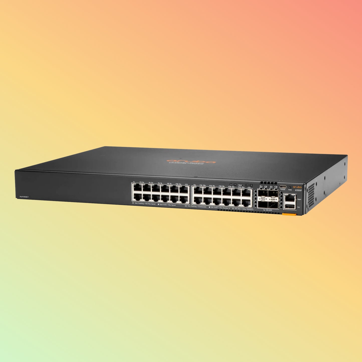 HPE Aruba CX 6200F (JL724A) Switch - 24 x Gigabit Ethernet BASE-T Ports, 4 x 1/10G SFP Ports, 1 x USB-C Console