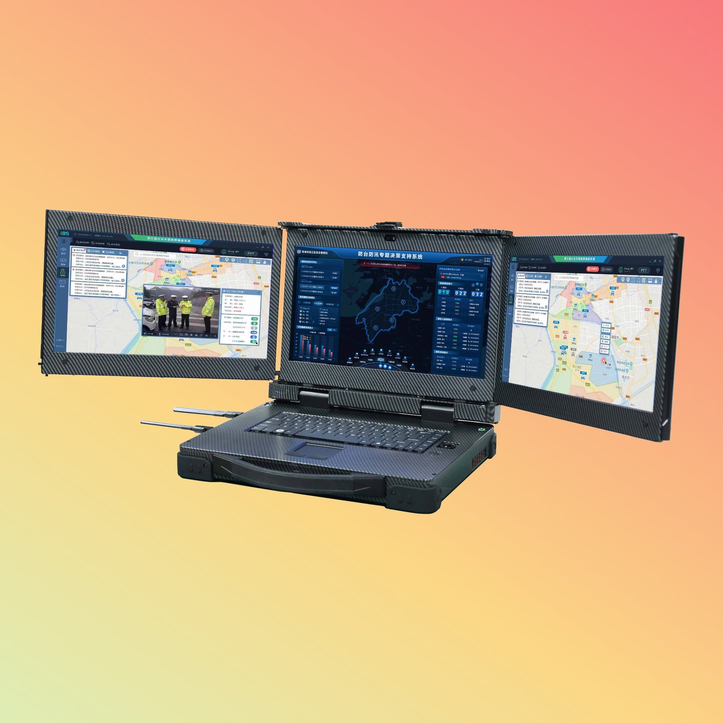 15.6 Inch Mobile Workstation for Emergence Environment Triple Screen Industrial Rugged Laptop Computer