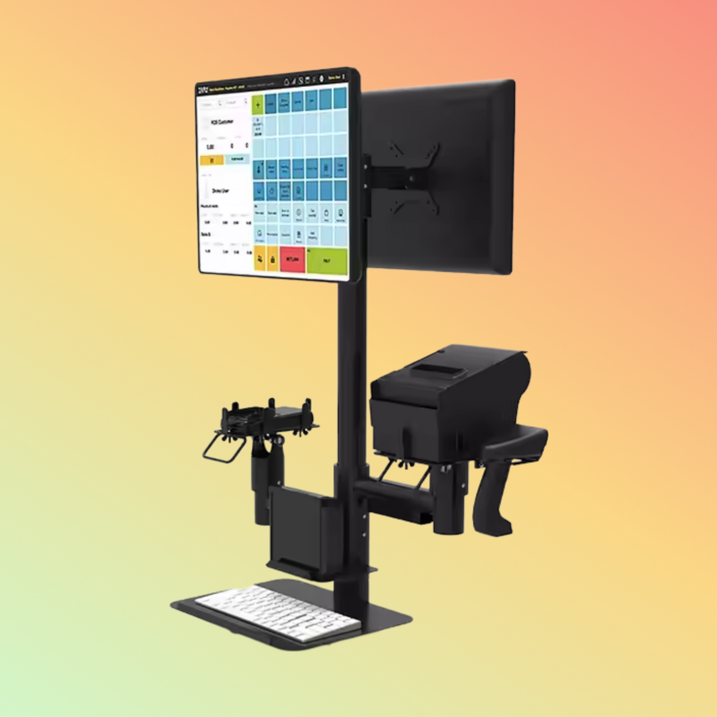 MAKEN Double Screen Stand Countertop Pole Mounting Solution VESA Mount Stand Monitor Stand For POS