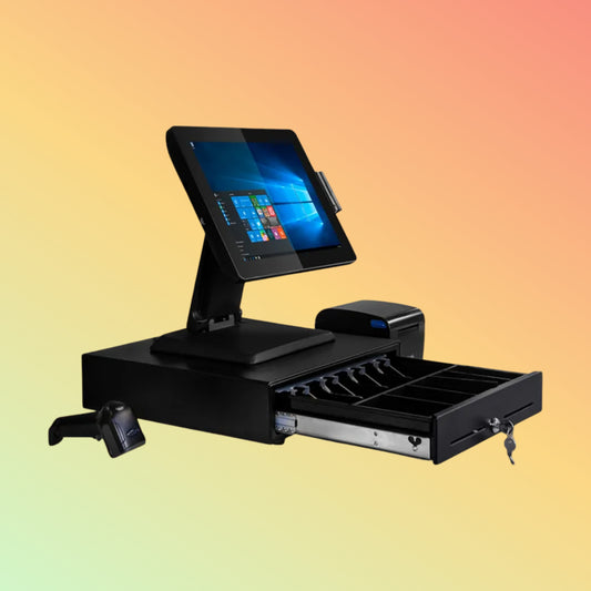 CARAVPOS - All in one pos 15 inch touch/ desktop computer with barcode reader pos terminal with thermal printer cash box Pos System