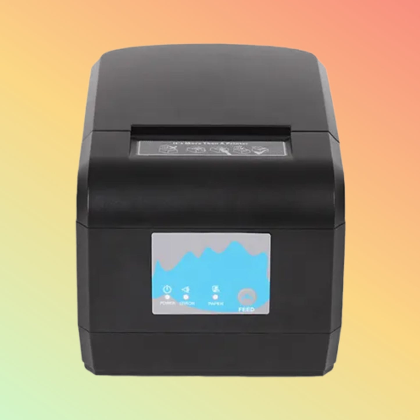 Close-up of the ZYWELL ZY908 receipt printer showing its paper feed slot and easy-access control buttons